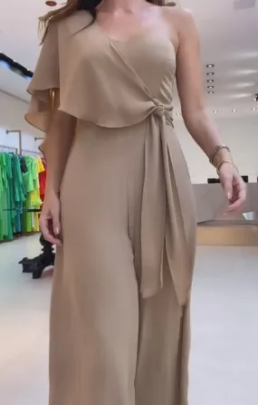 Solid Color Silk Jumpsuit
