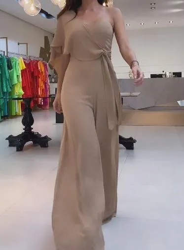 Solid Color Silk Jumpsuit