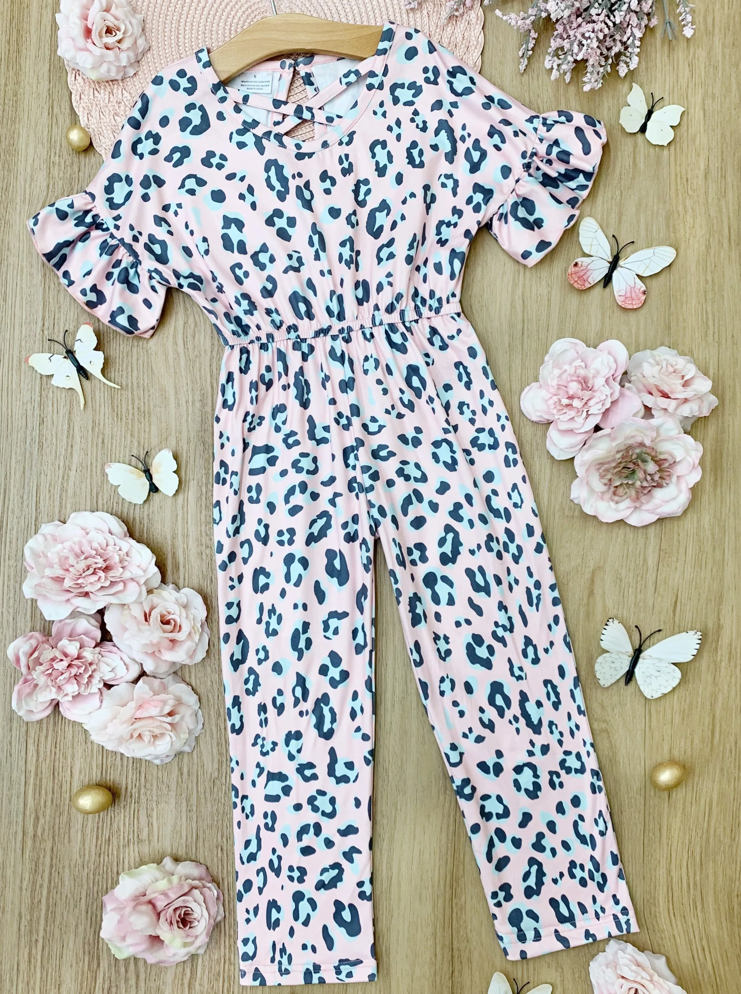 Spotted In Pink Ruffle Sleeve Jumpsuit