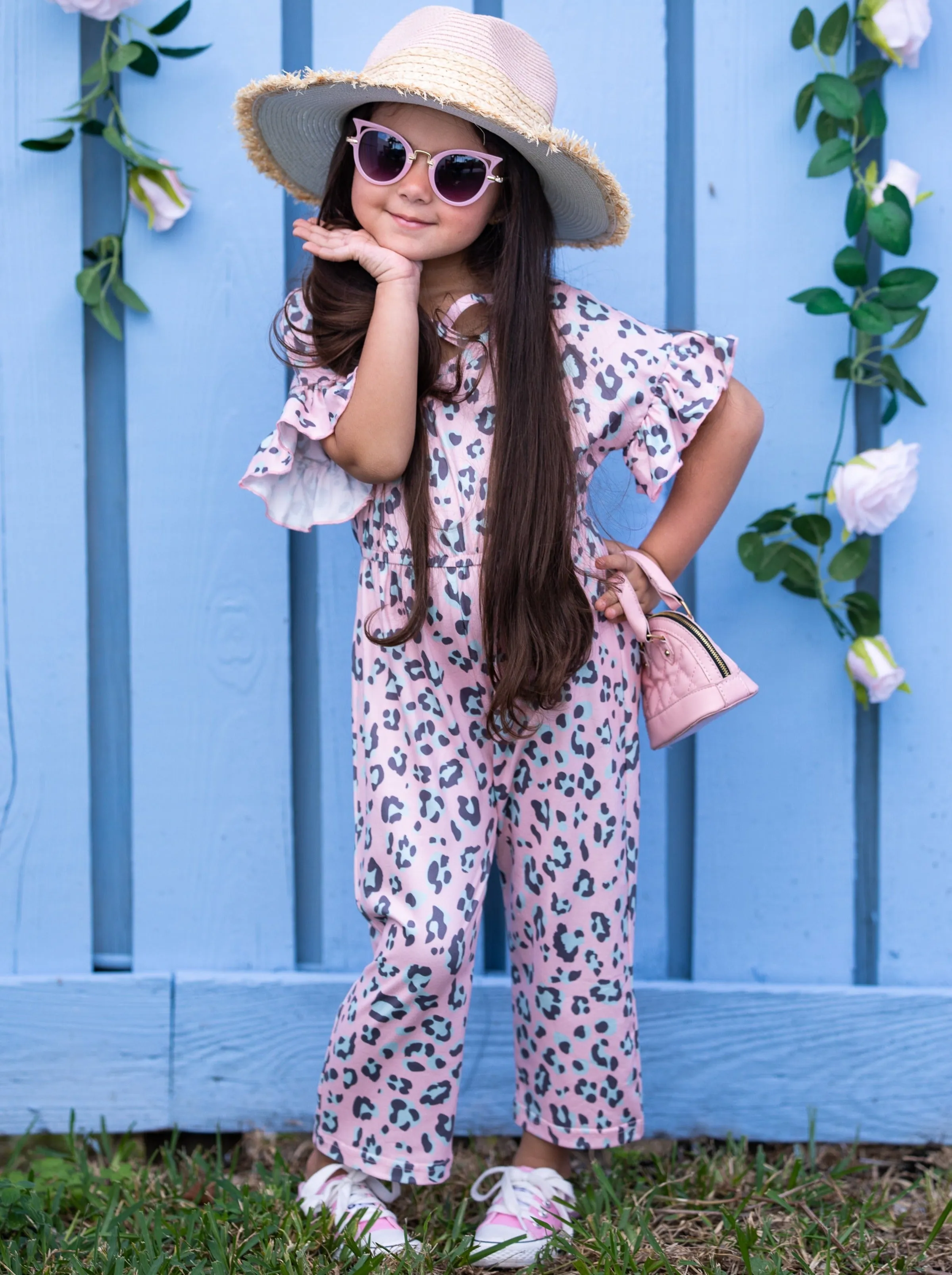 Spotted In Pink Ruffle Sleeve Jumpsuit