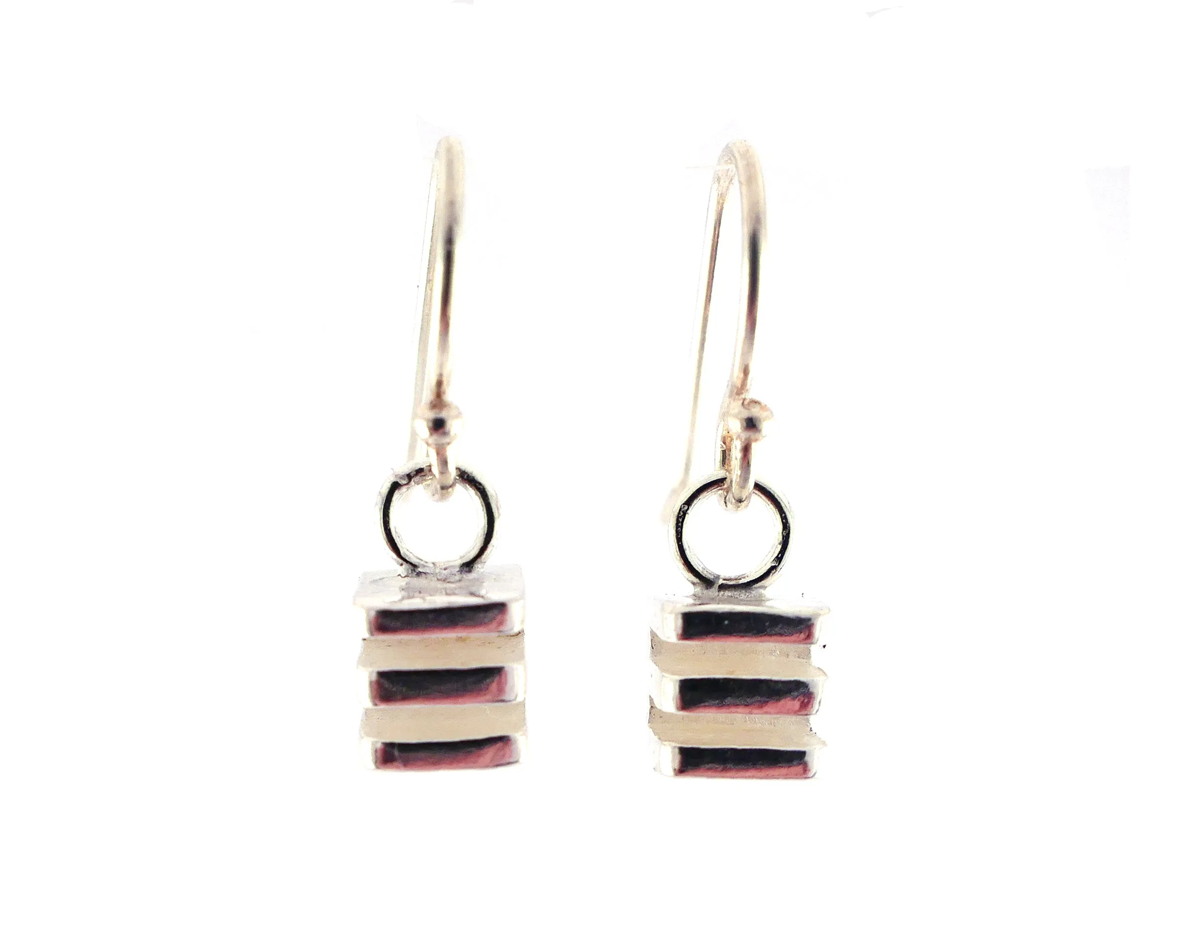 Square Layer Drop Earrings in Sterling Silver
