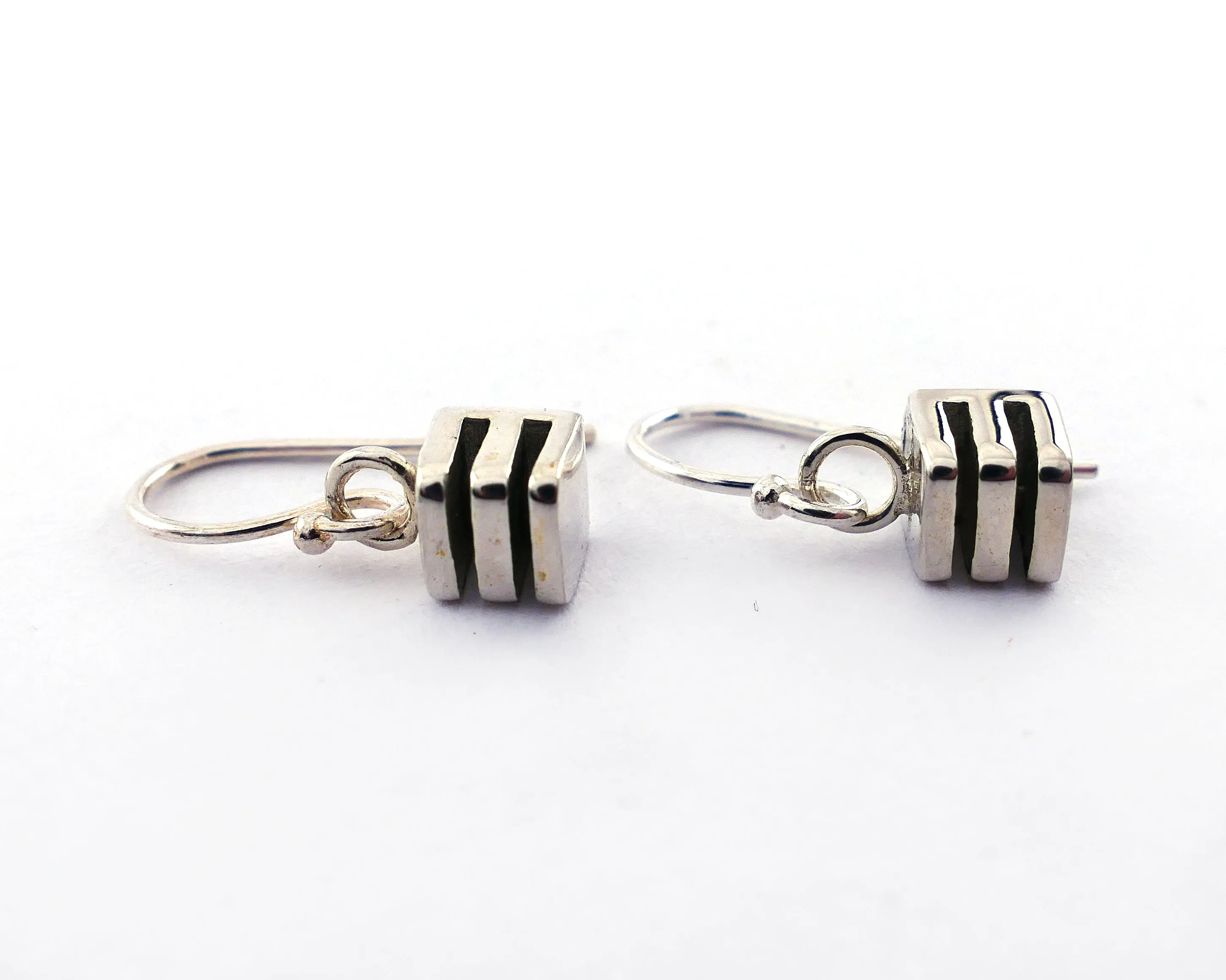Square Layer Drop Earrings in Sterling Silver