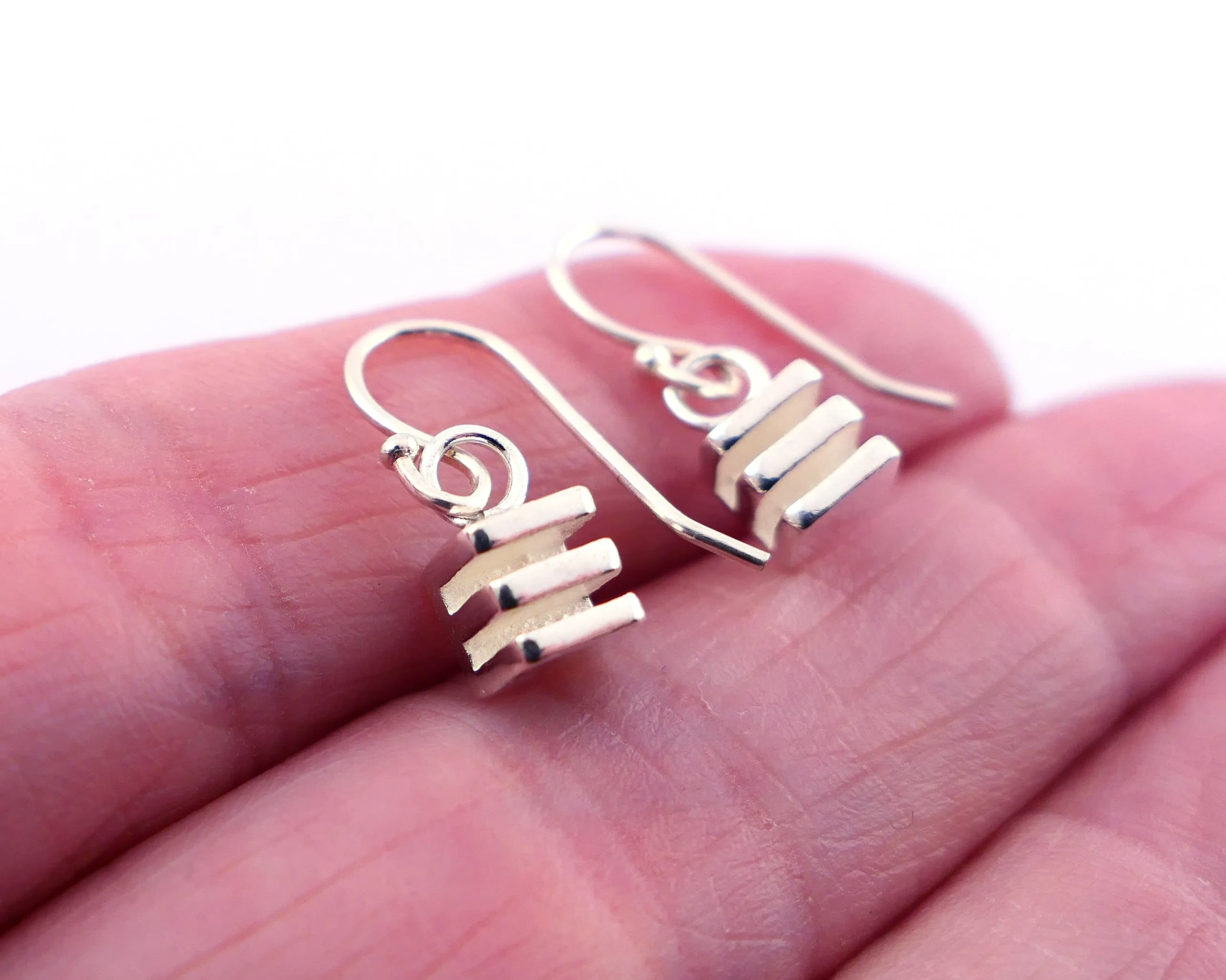 Square Layer Drop Earrings in Sterling Silver