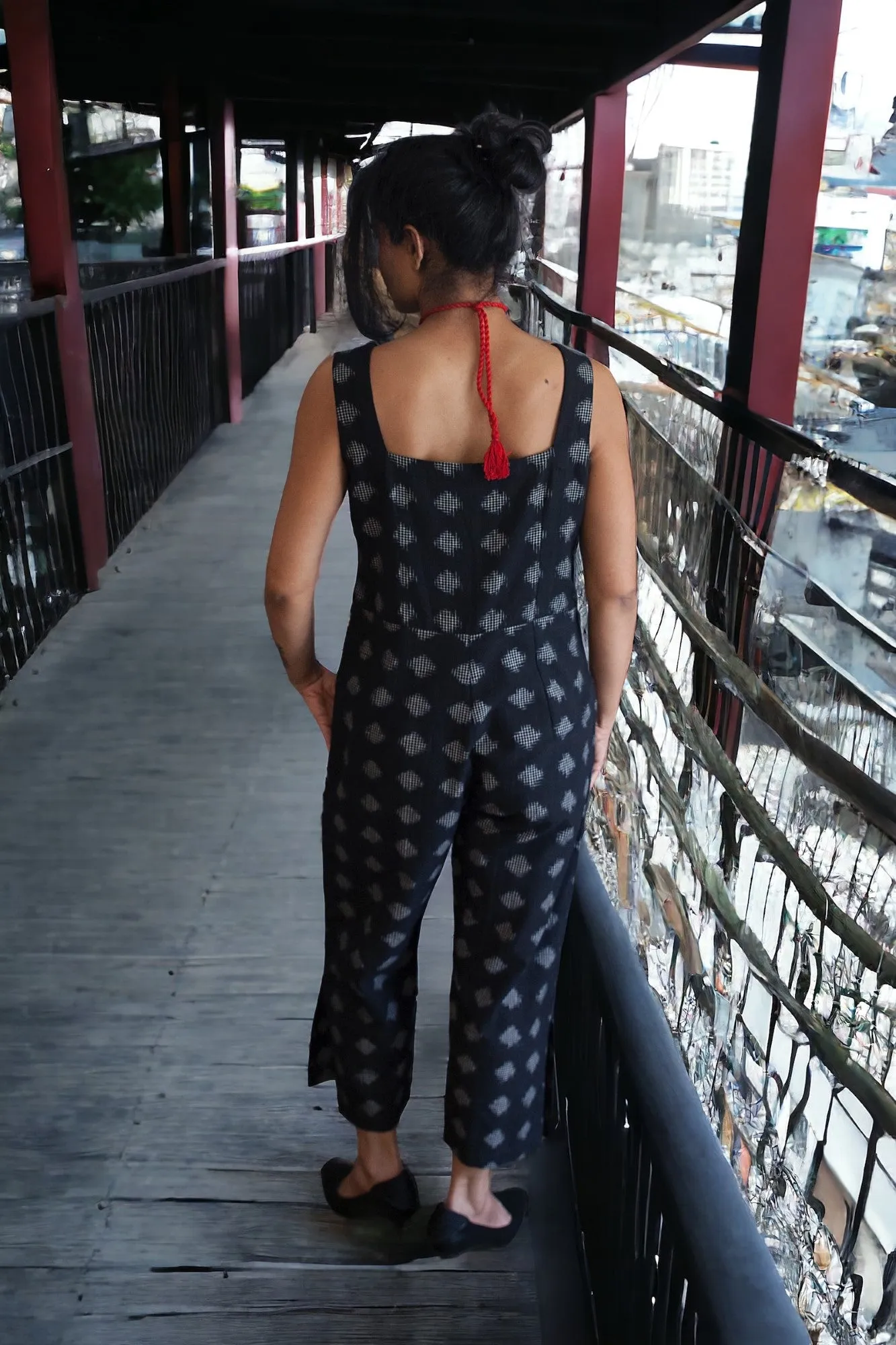 Square neck Ikat Jumpsuit