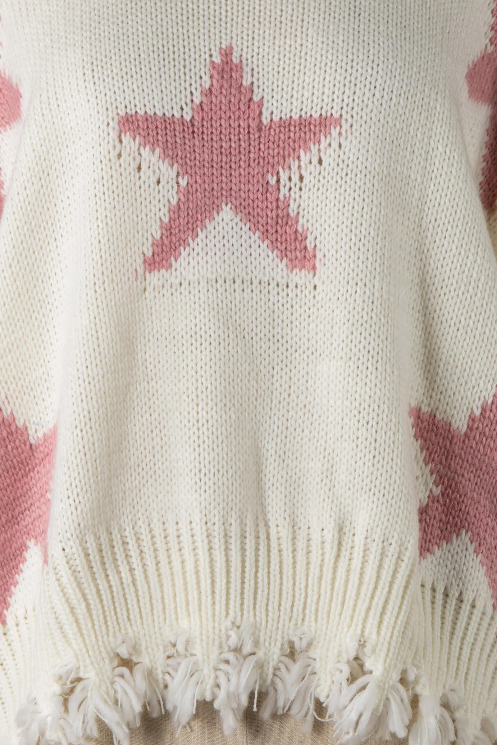 STAR PATTERN DISTRESSED HEM KNIT SWEATER 1 PACK