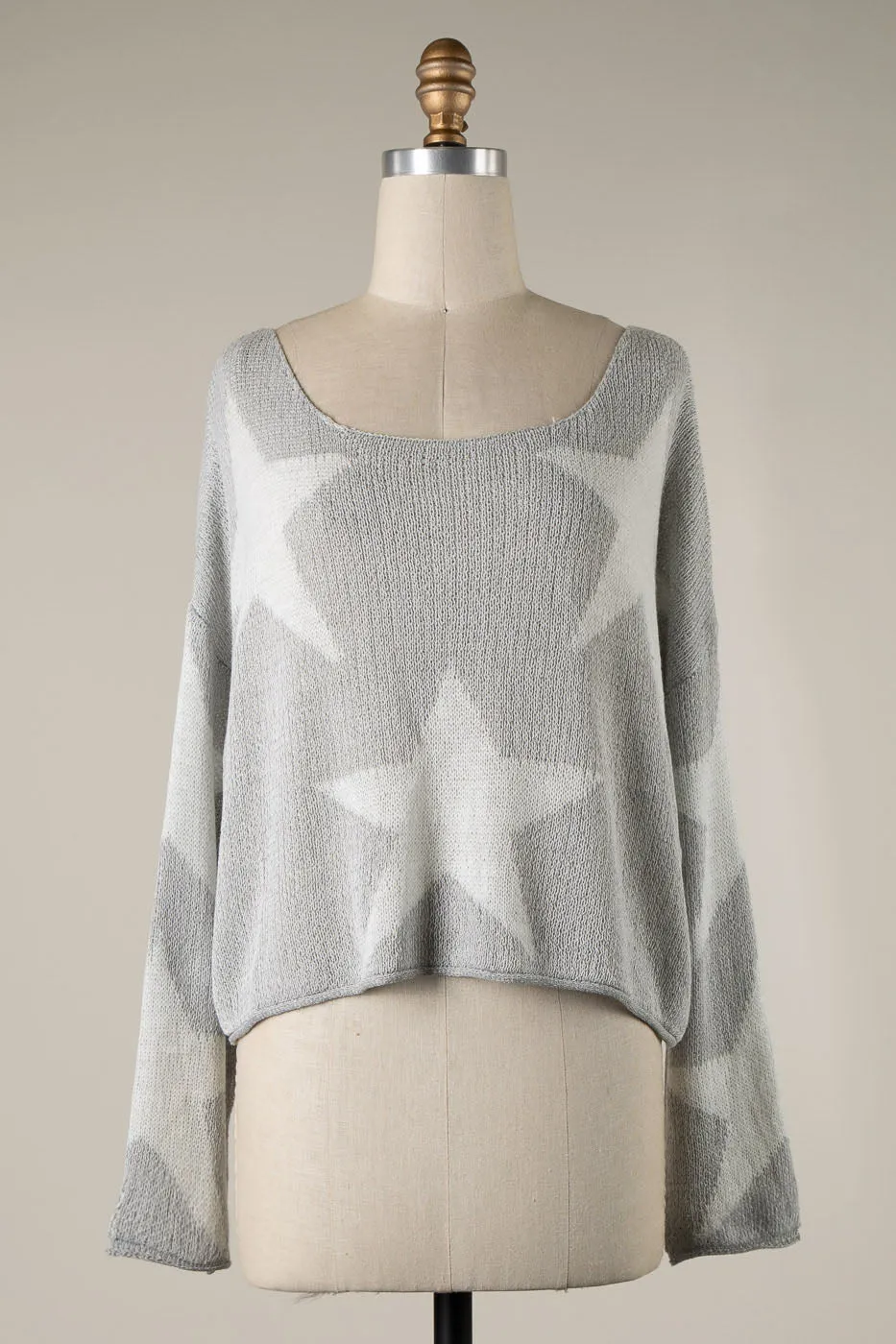 STAR PRINT LIGHTWEIGHT CABLE KNIT SWEATER 1 PACK
