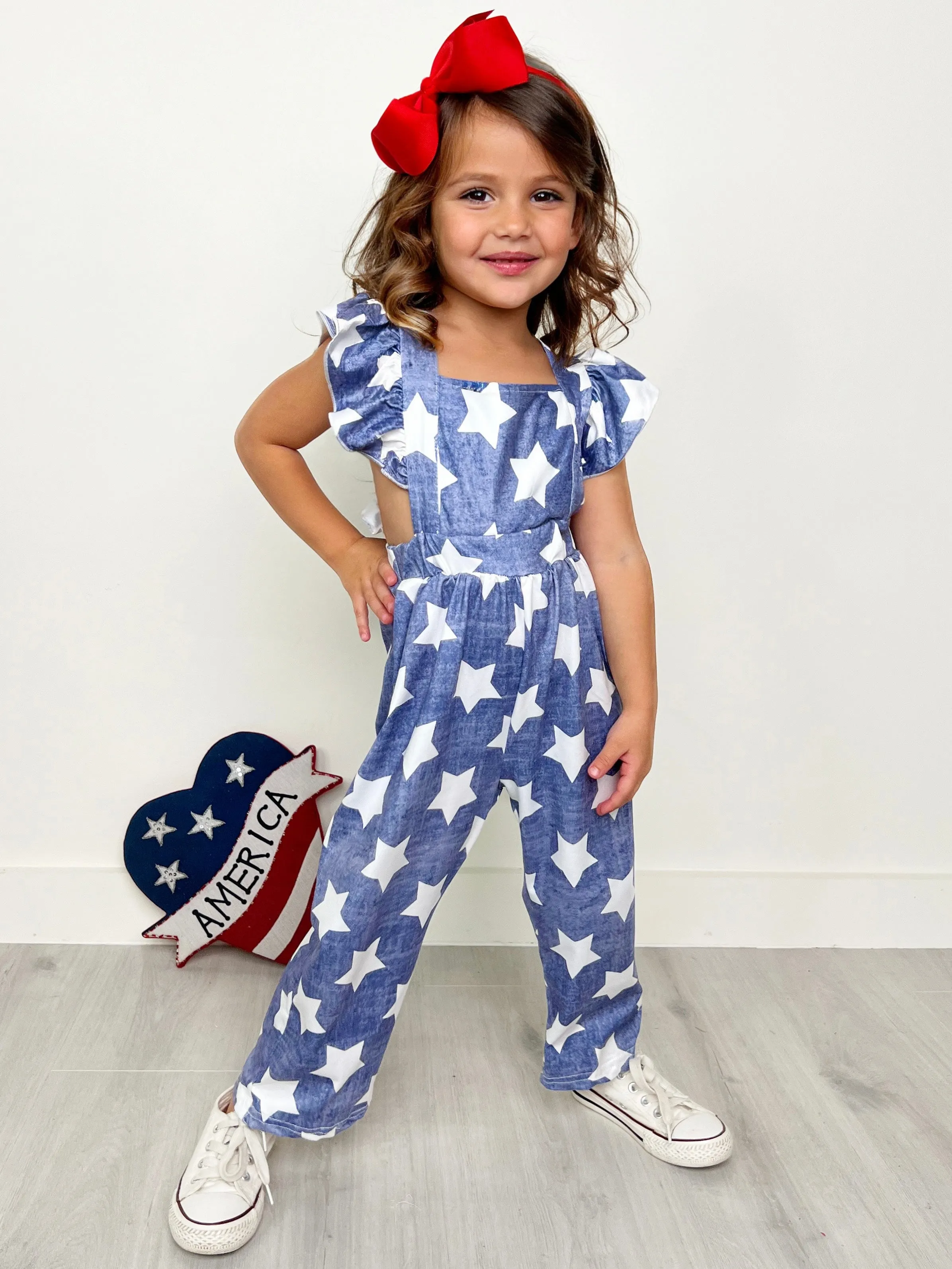 Star Spangled Sass Ruffle Shoulder Jumpsuit