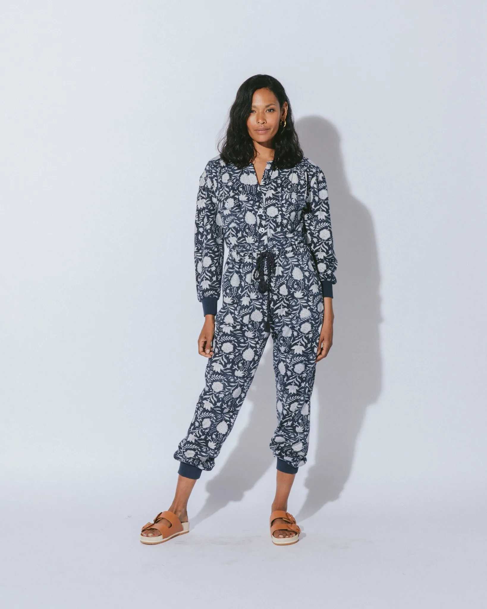 Stella Lounge Jumpsuit - Navy Block Print