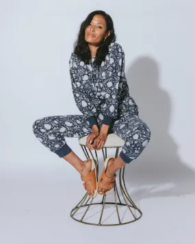 Stella Lounge Jumpsuit - Navy Block Print
