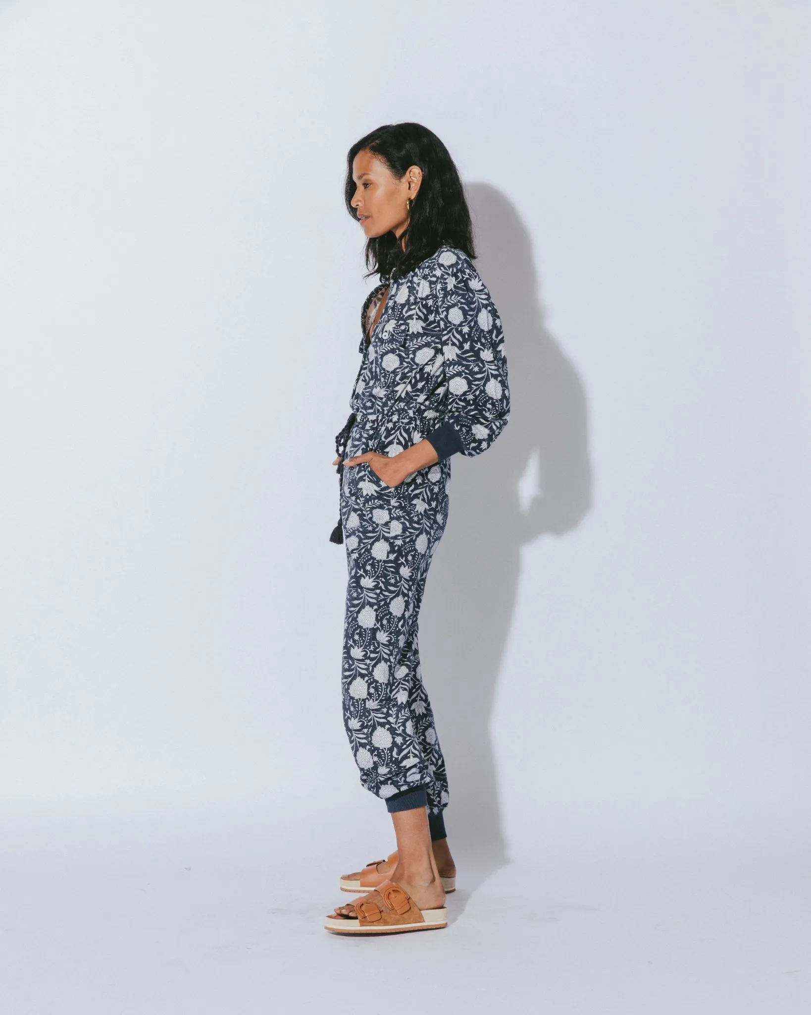 Stella Lounge Jumpsuit - Navy Block Print