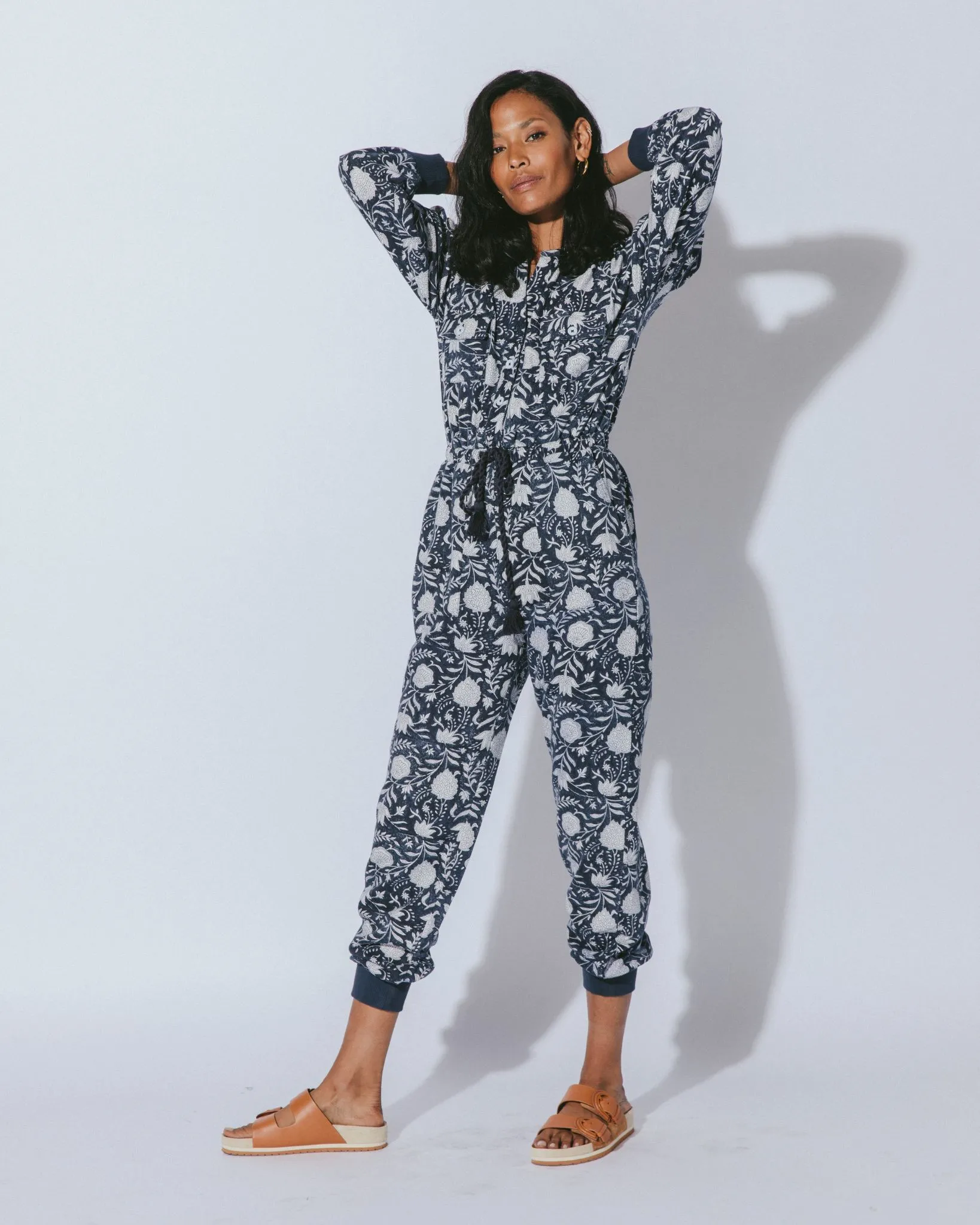 Stella Lounge Jumpsuit - Navy Block Print