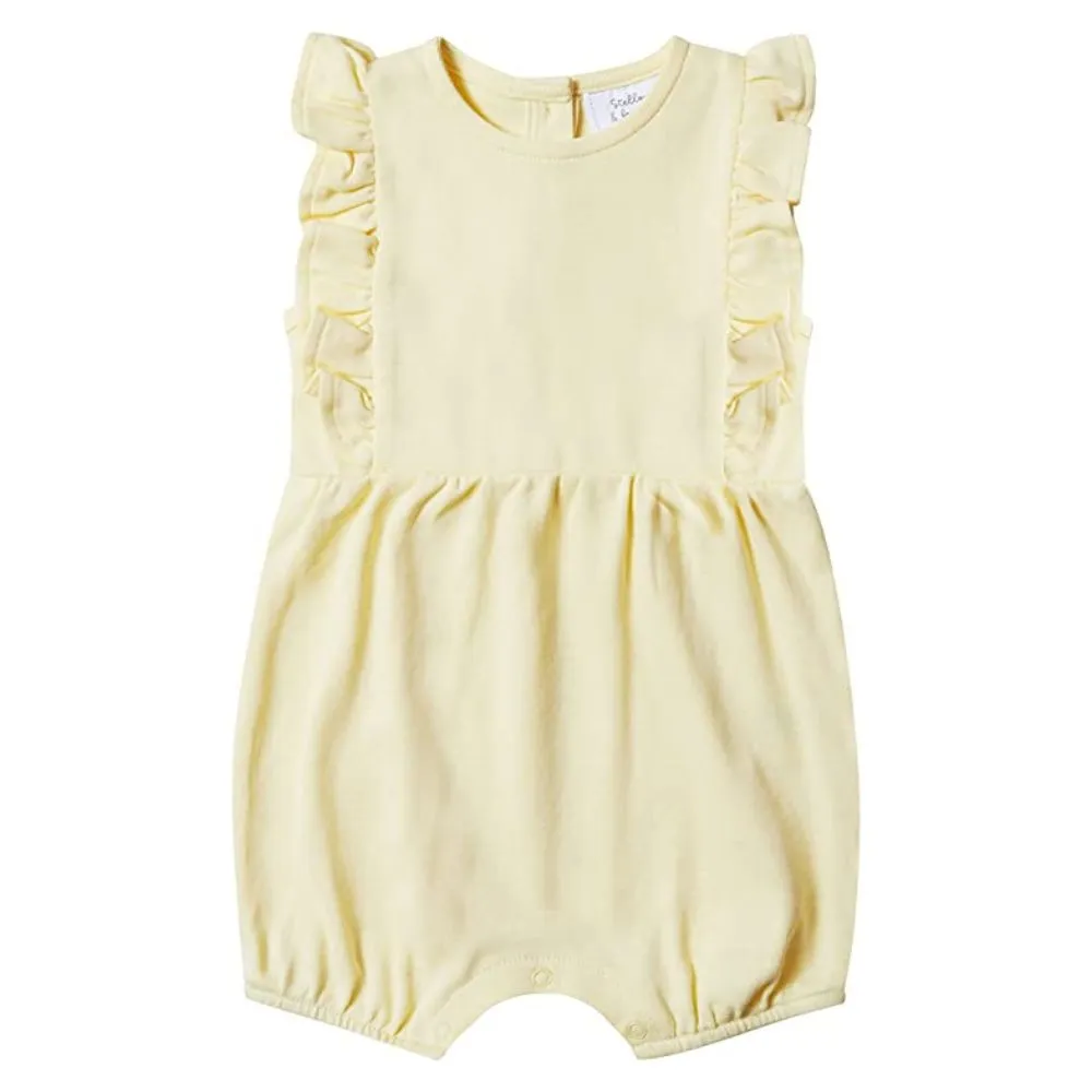 Stellou & Friends 100% Cotton Ruffle Romper for Baby & Toddler Girls (0-24 Months)