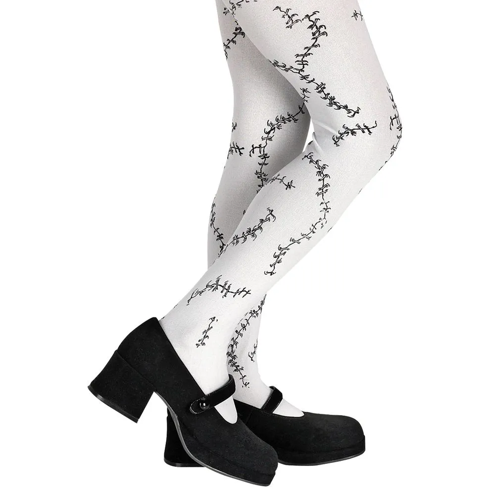 Stitched White Pantyhose