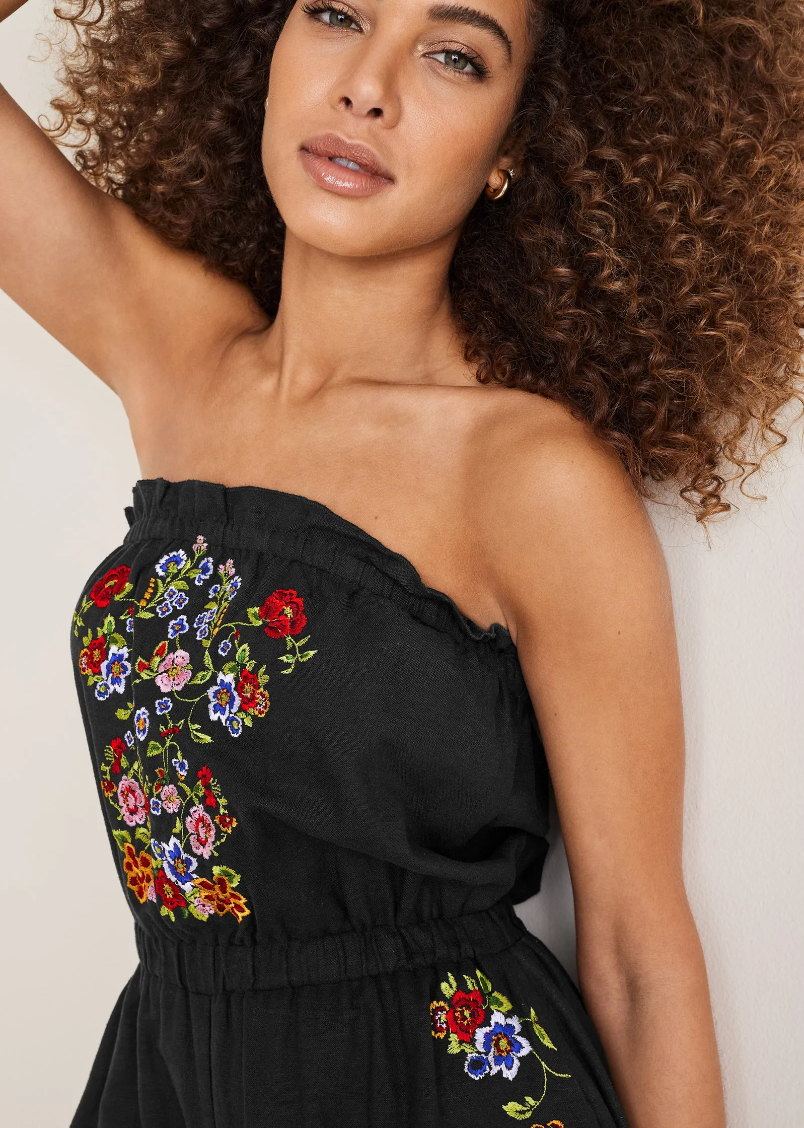 Strapless Linen Jumpsuit - Black