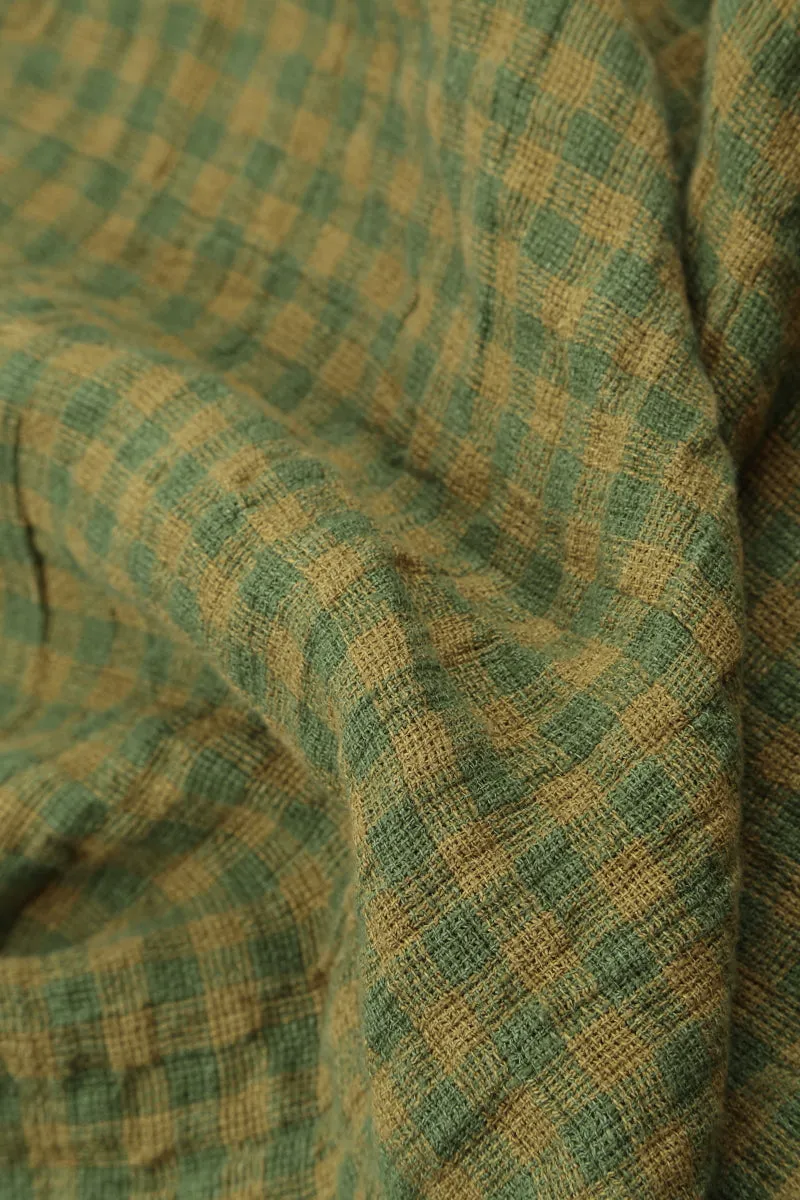 Strappy Green Check Linen Dungaree Jumpsuit