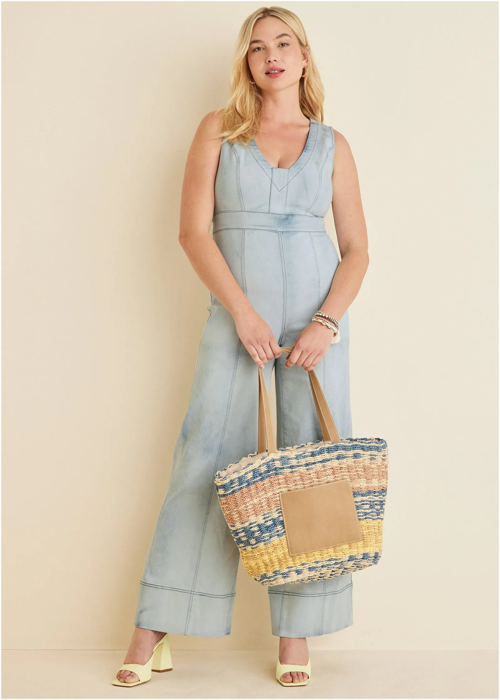 Stretch Denim Jumpsuit - Light Wash