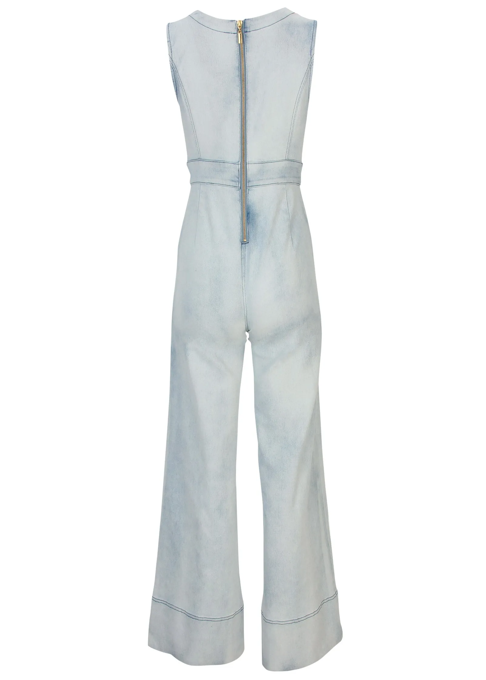 Stretch Denim Jumpsuit - Light Wash