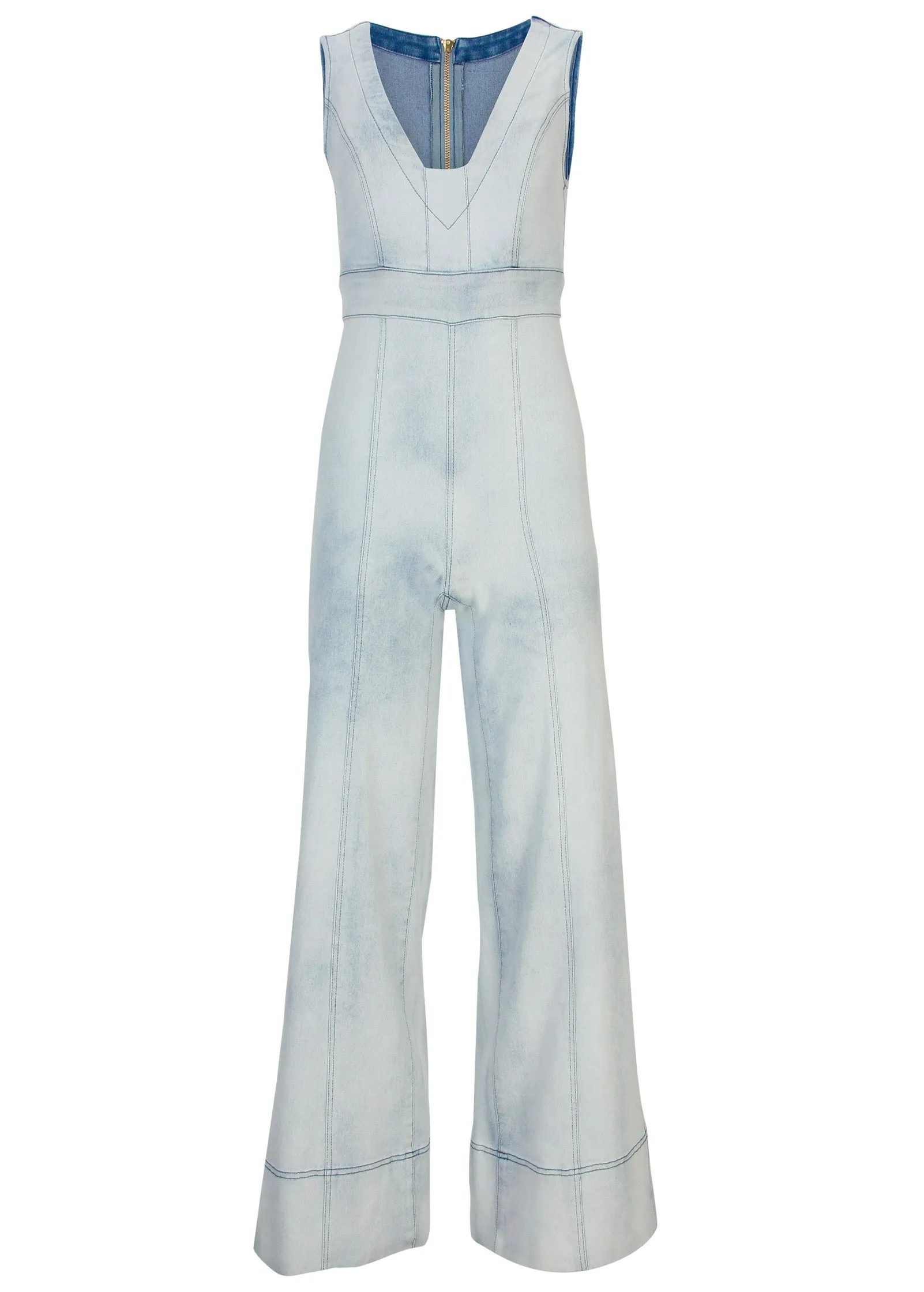 Stretch Denim Jumpsuit - Light Wash