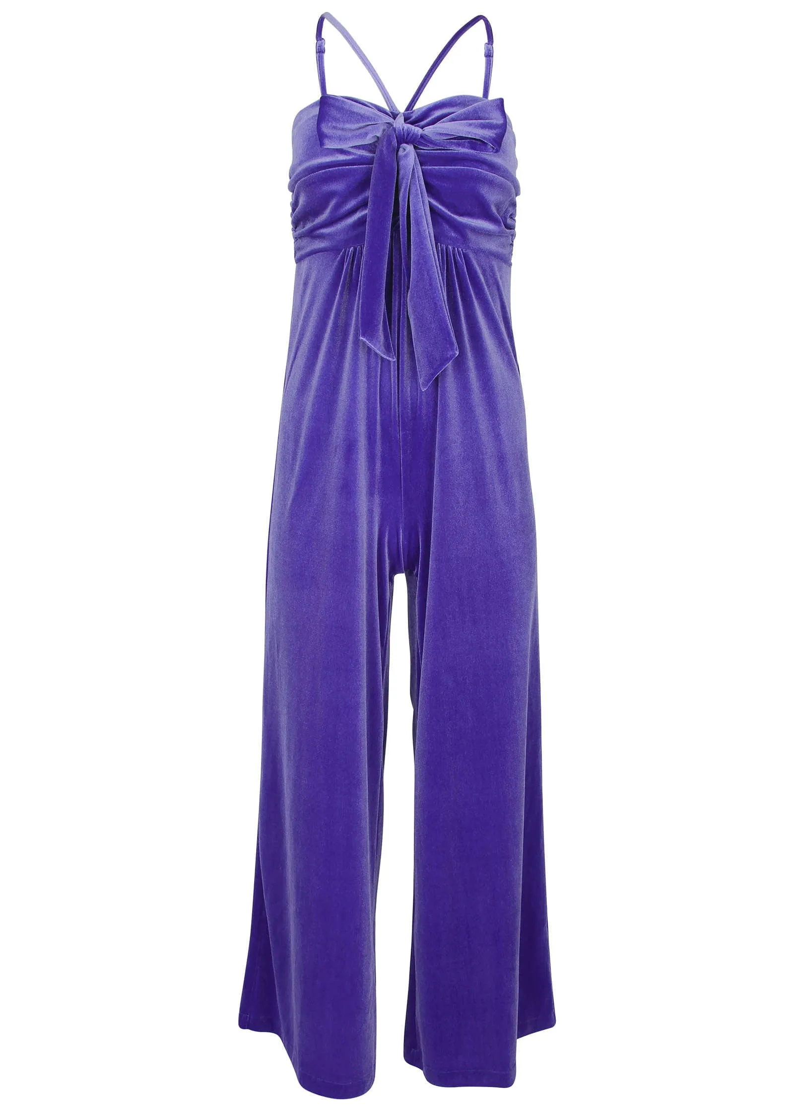 Stretch Velvet Halter Jumpsuit - Deep Blue