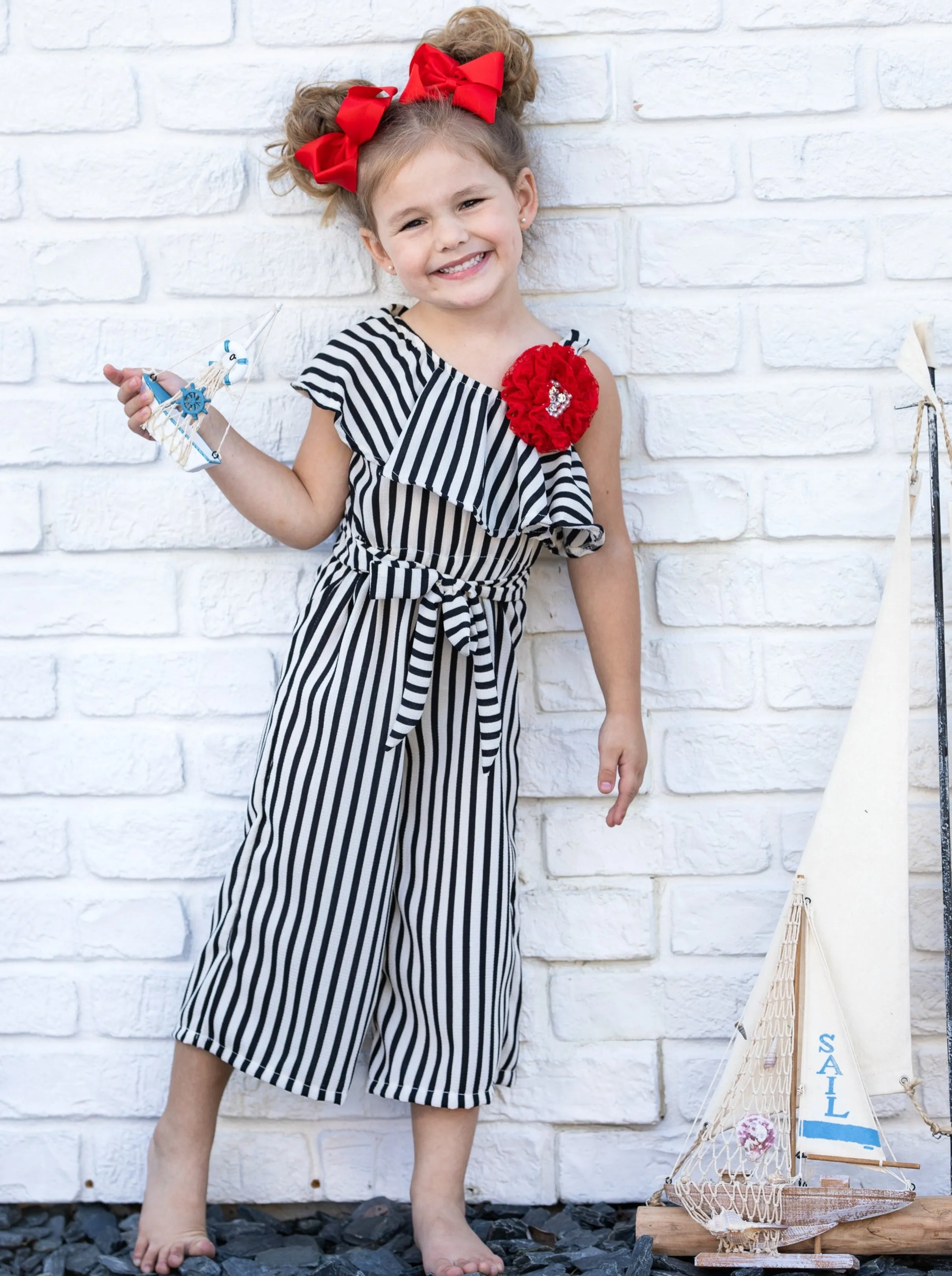 Stripe Obsessed Ruffle Bib Jumpsuit