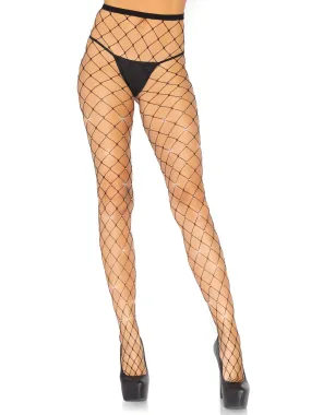 Suki -- Women's Big Hole Rhinestone Fishnet Pantyhose -- Black