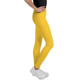 Sunflower Bright Yellow Solid Color Premium Youth Sports Leggings - Made in USA/EU