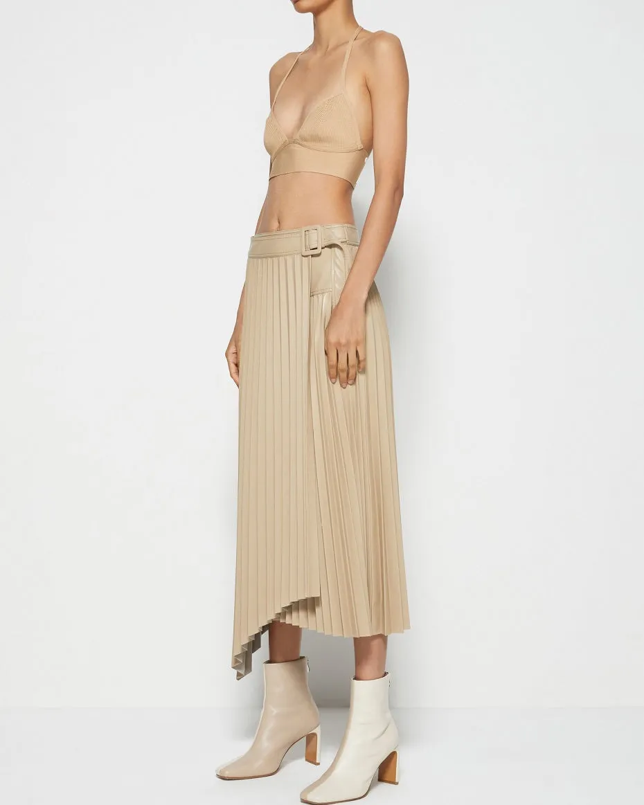 Tan Alexis Vegan Leather Skirt