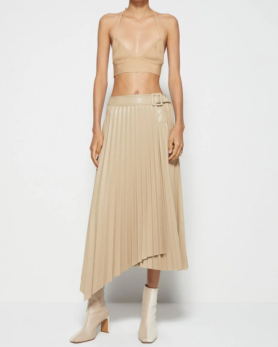 Tan Alexis Vegan Leather Skirt