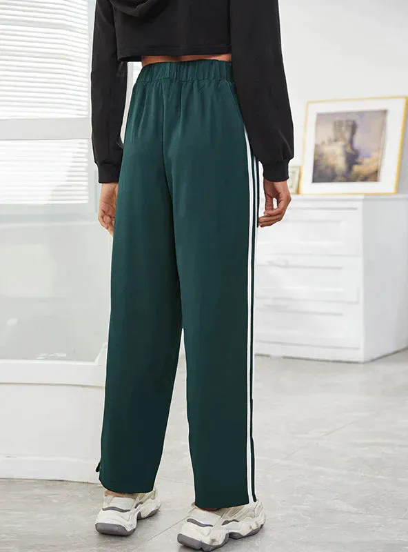 TastyHottie - HIGH-WAIST LOOSE SPLICED SPLIT SPORTS PANTS