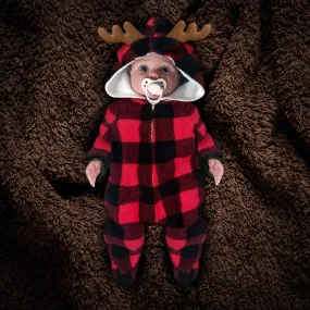 The "Huntsie" Buffalo Plaid Fleece Jumpsuit with Hood