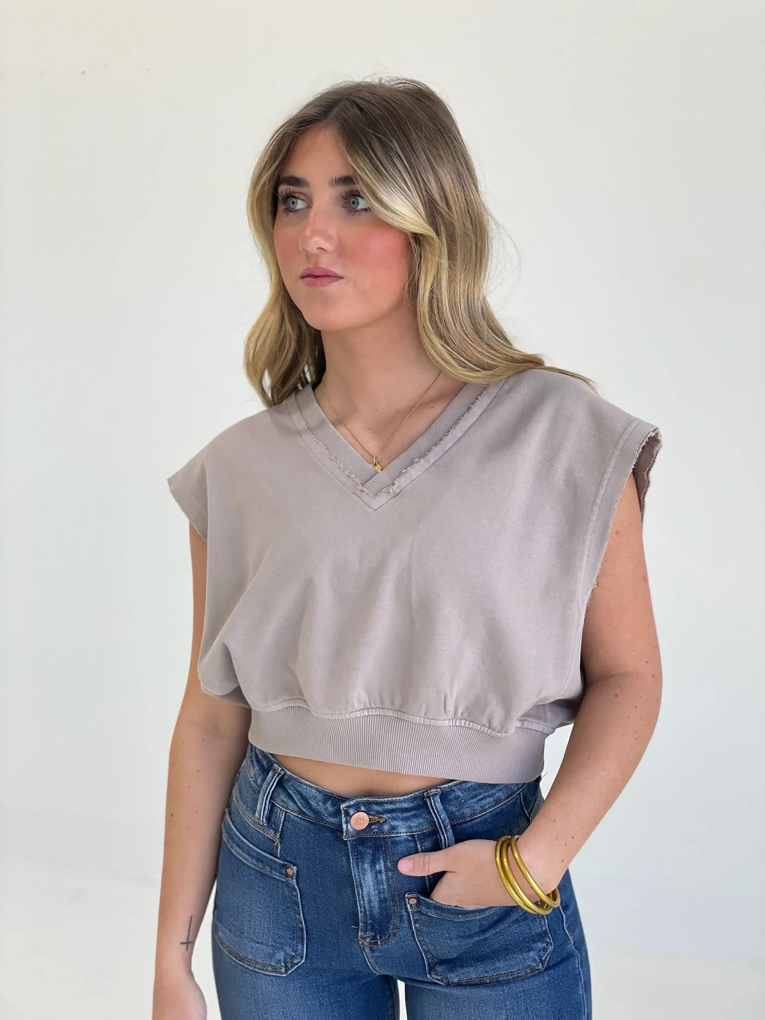 The Resolution Cropped Sweatshirt - Bone