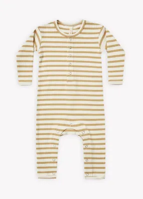The Ribbed Baby Jumpsuit by Quincy Mae - Honey Stripe