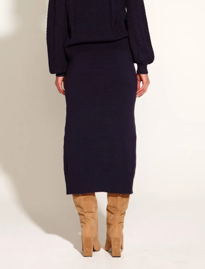 Treasure Midi Knit Skirt (Navy)