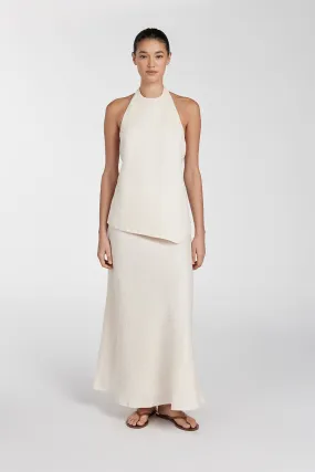 TYRA CREAM LINEN MIDI SKIRT