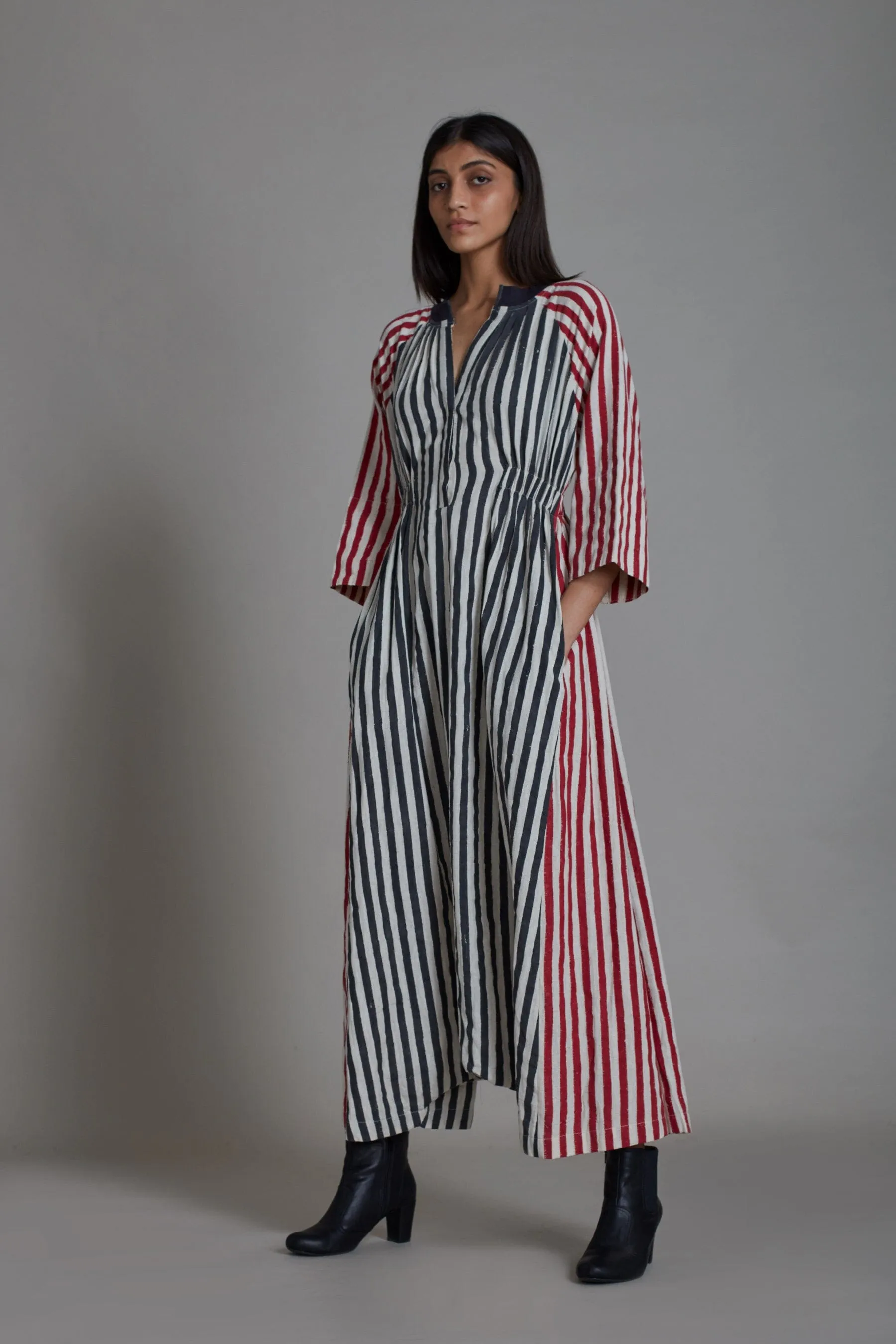 Uno Stripe Jumpsuit-Black with Red
