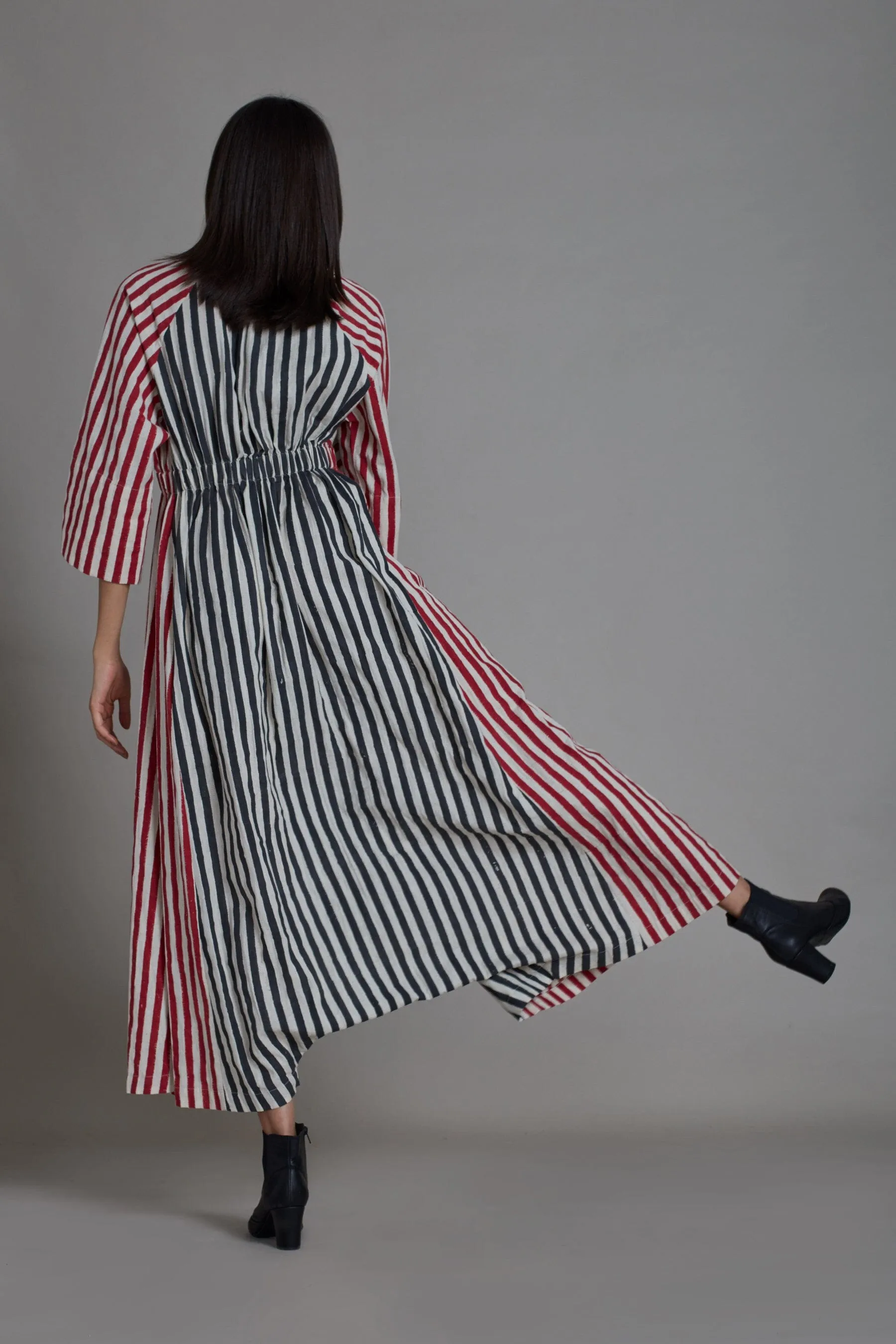 Uno Stripe Jumpsuit-Black with Red