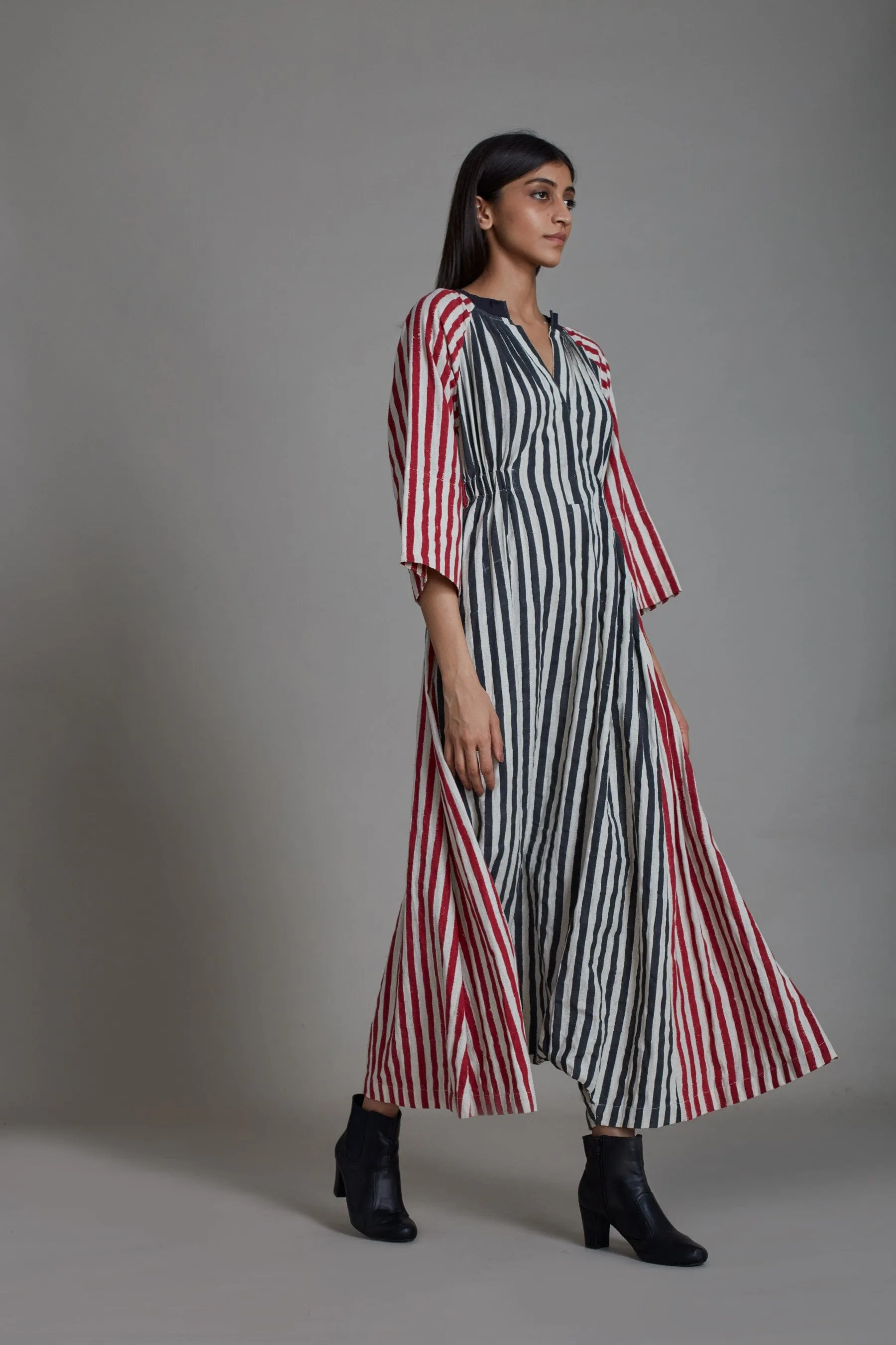 Uno Stripe Jumpsuit-Black with Red