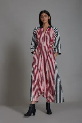 Uno Stripe Jumpsuit-Red with Black