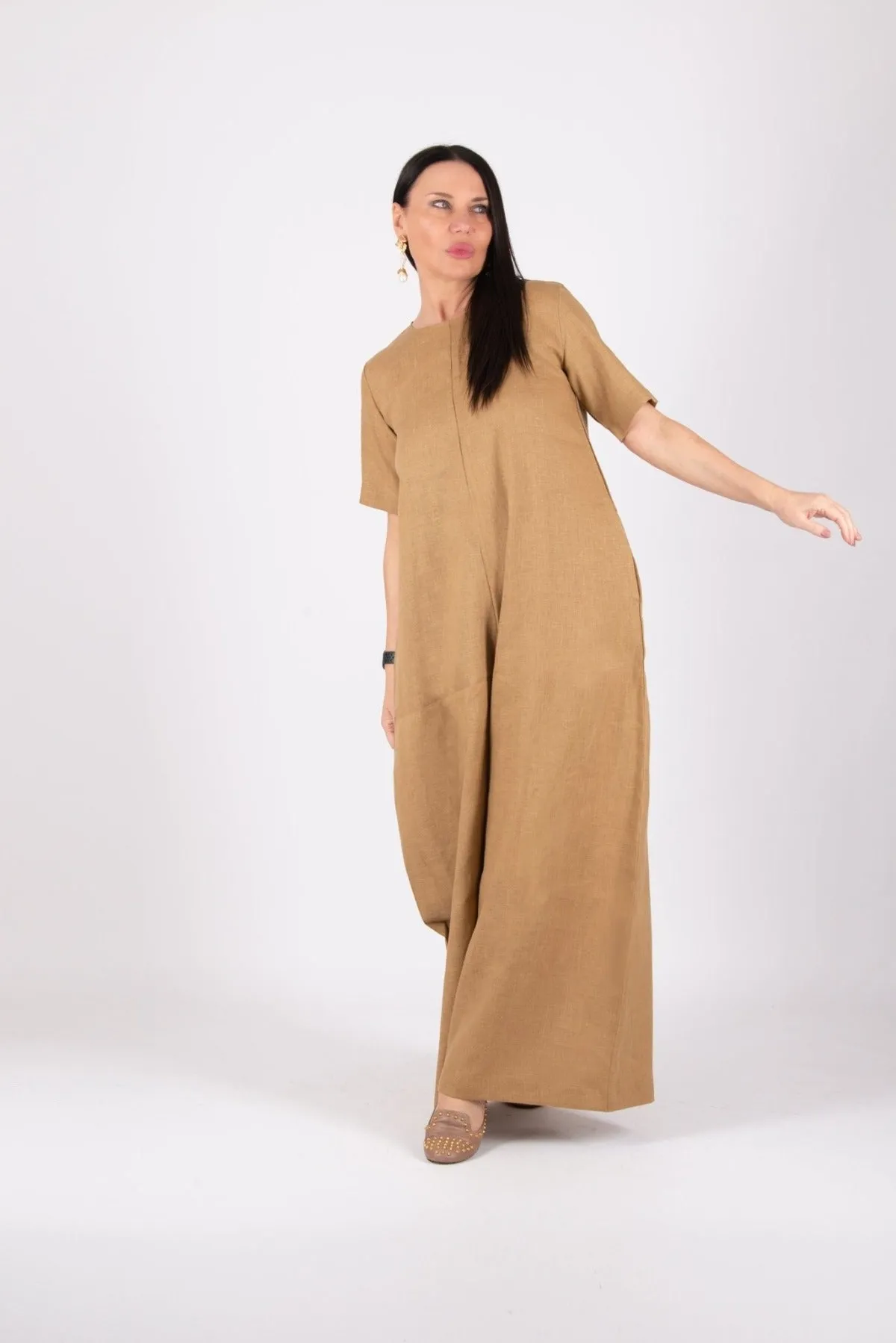 VALENTIN Linen Wide Plus Size Jumpsuit