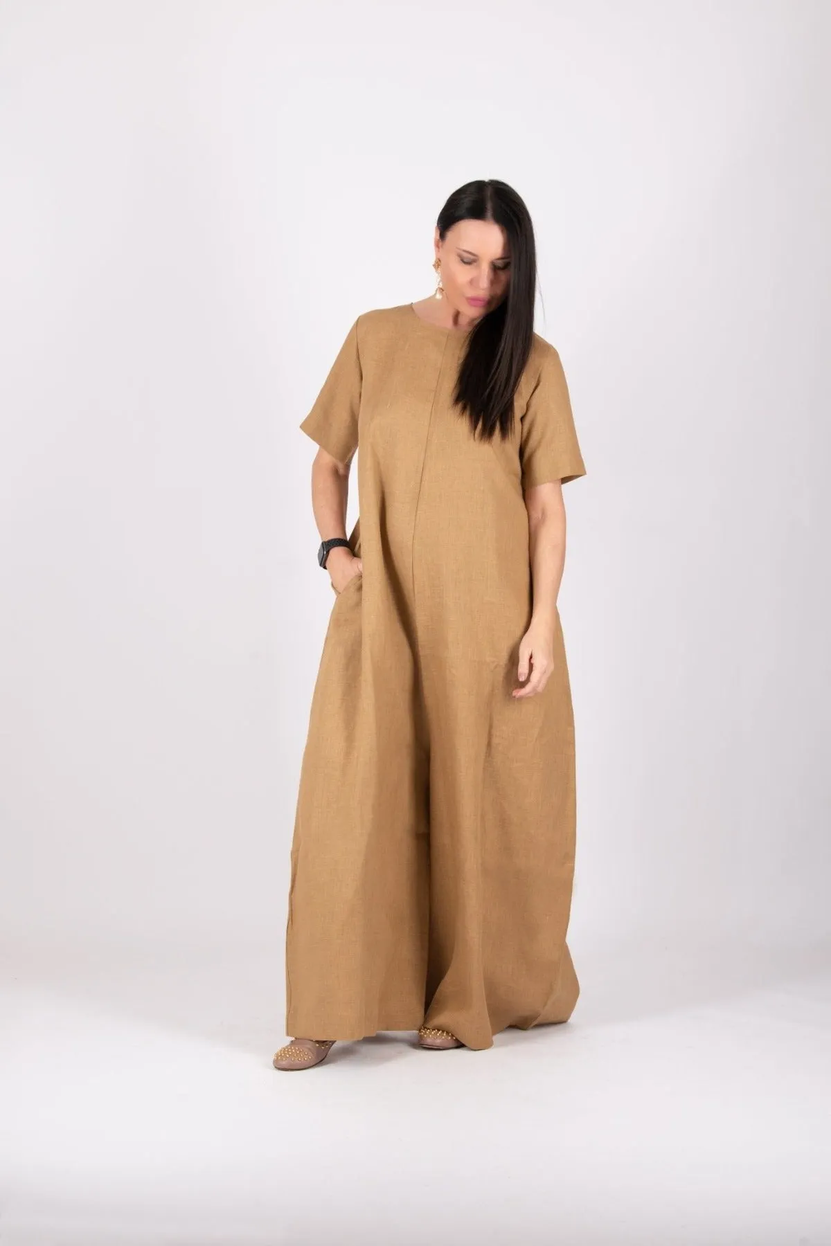 VALENTIN Linen Wide Plus Size Jumpsuit