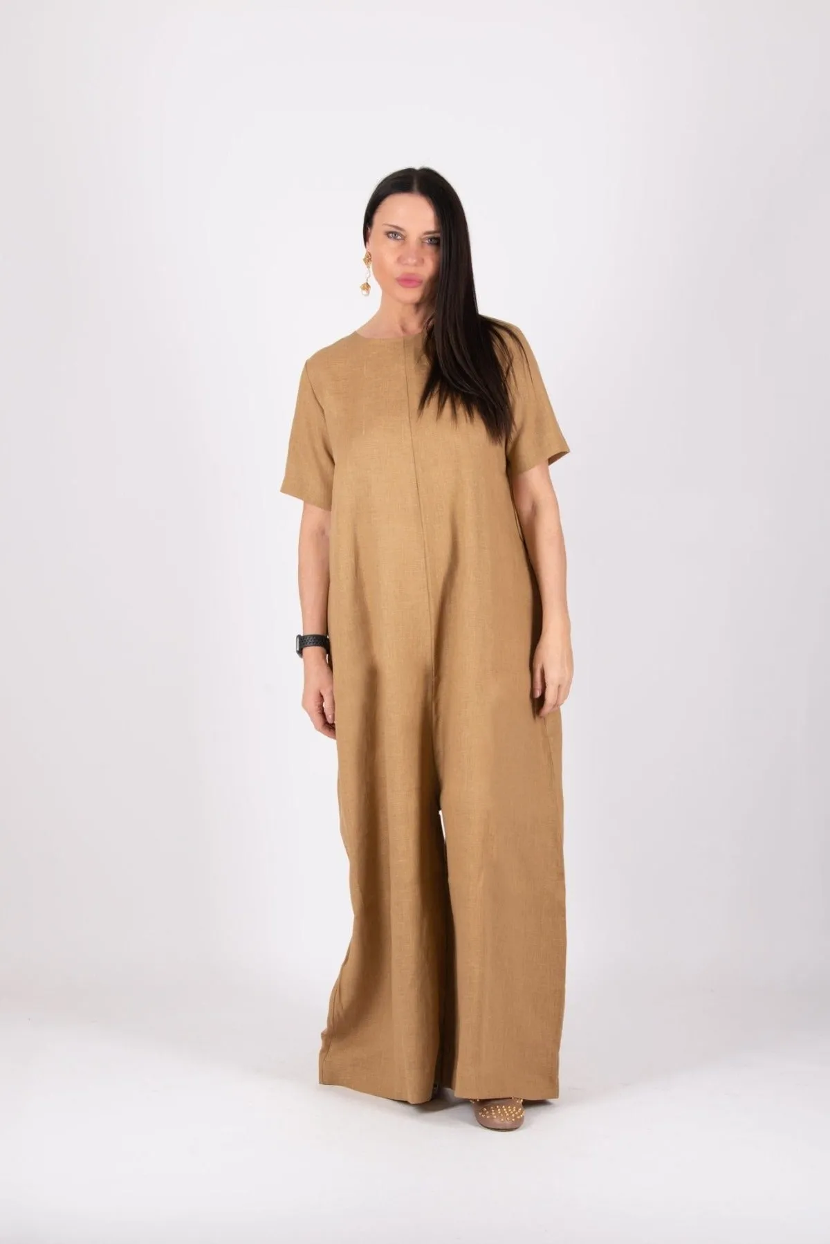 VALENTIN Linen Wide Plus Size Jumpsuit