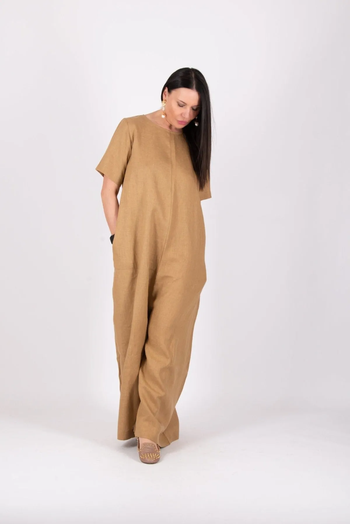 VALENTIN Linen Wide Plus Size Jumpsuit