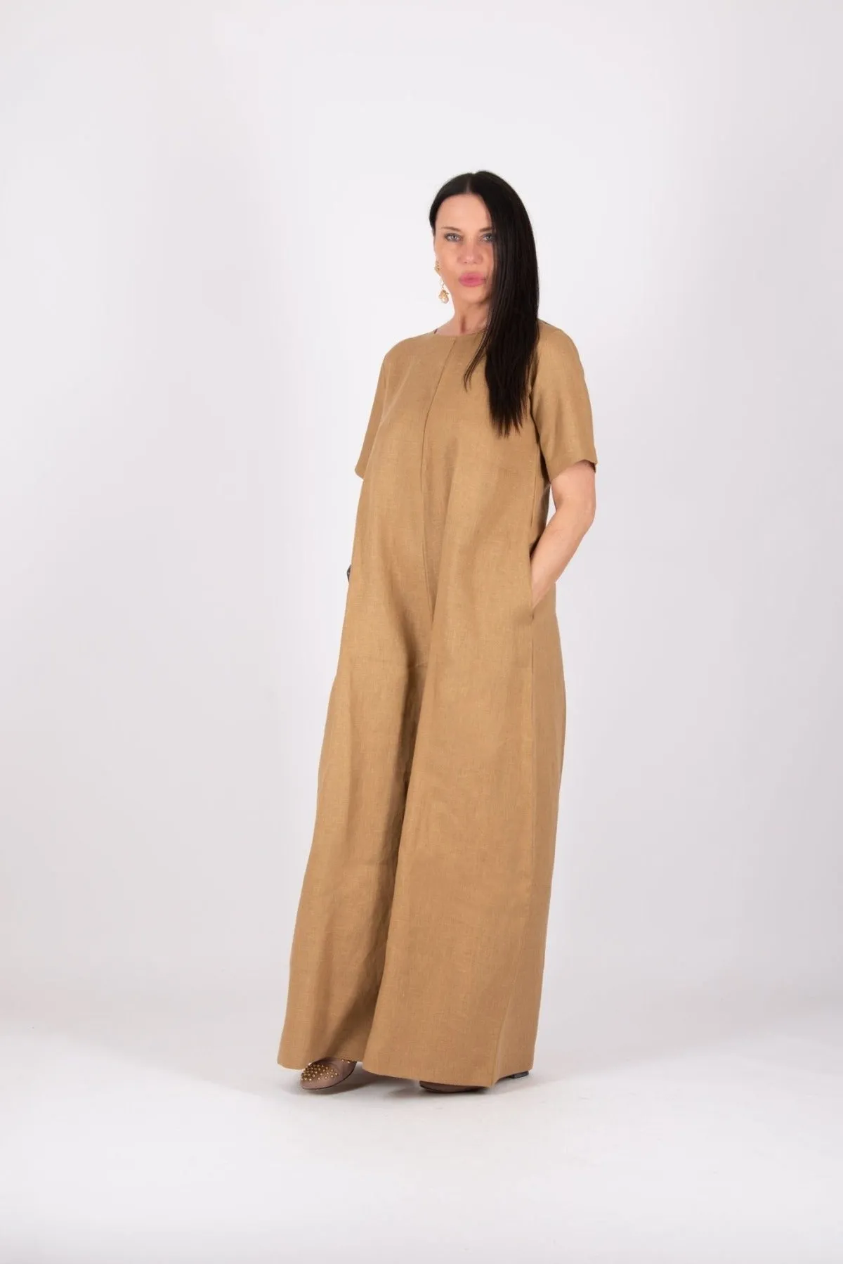 VALENTIN Linen Wide Plus Size Jumpsuit