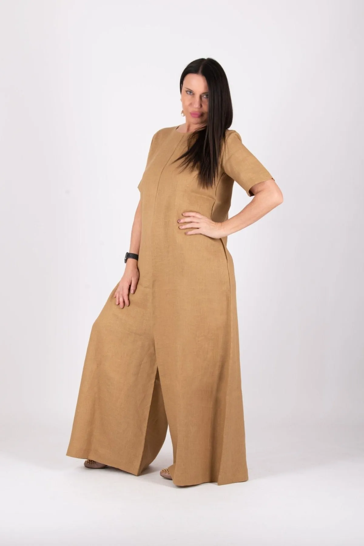VALENTIN Linen Wide Plus Size Jumpsuit