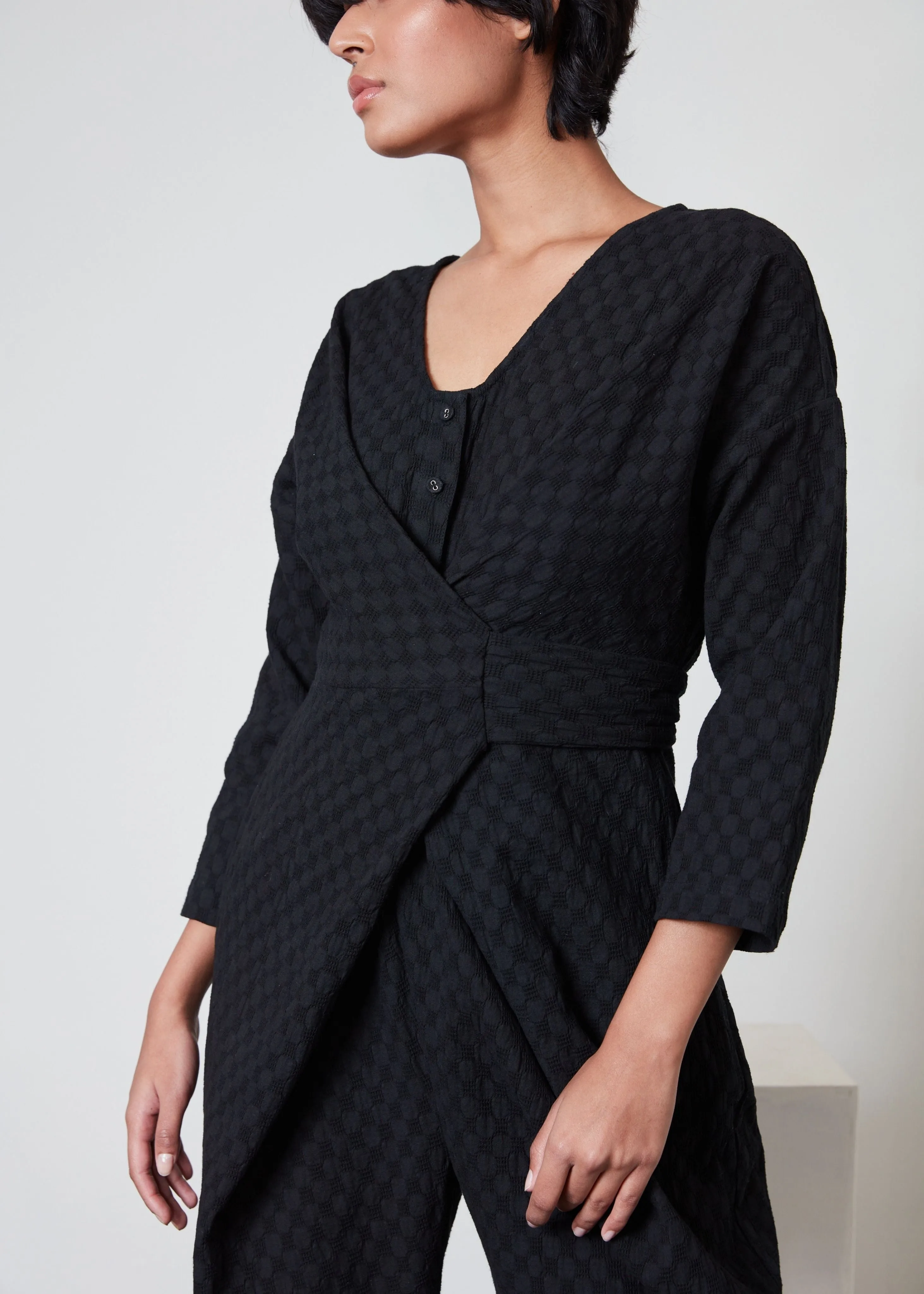 Venus wrap jumper, black