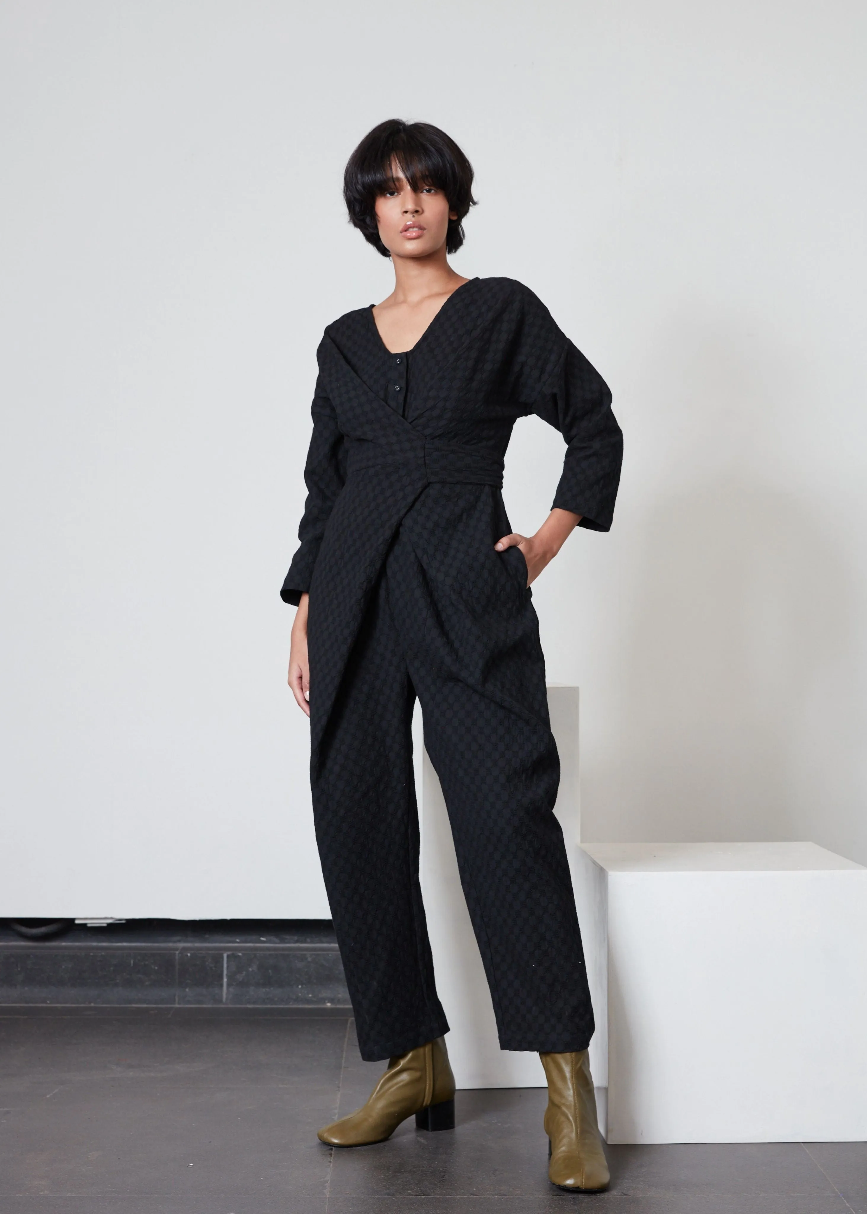 Venus wrap jumper, black