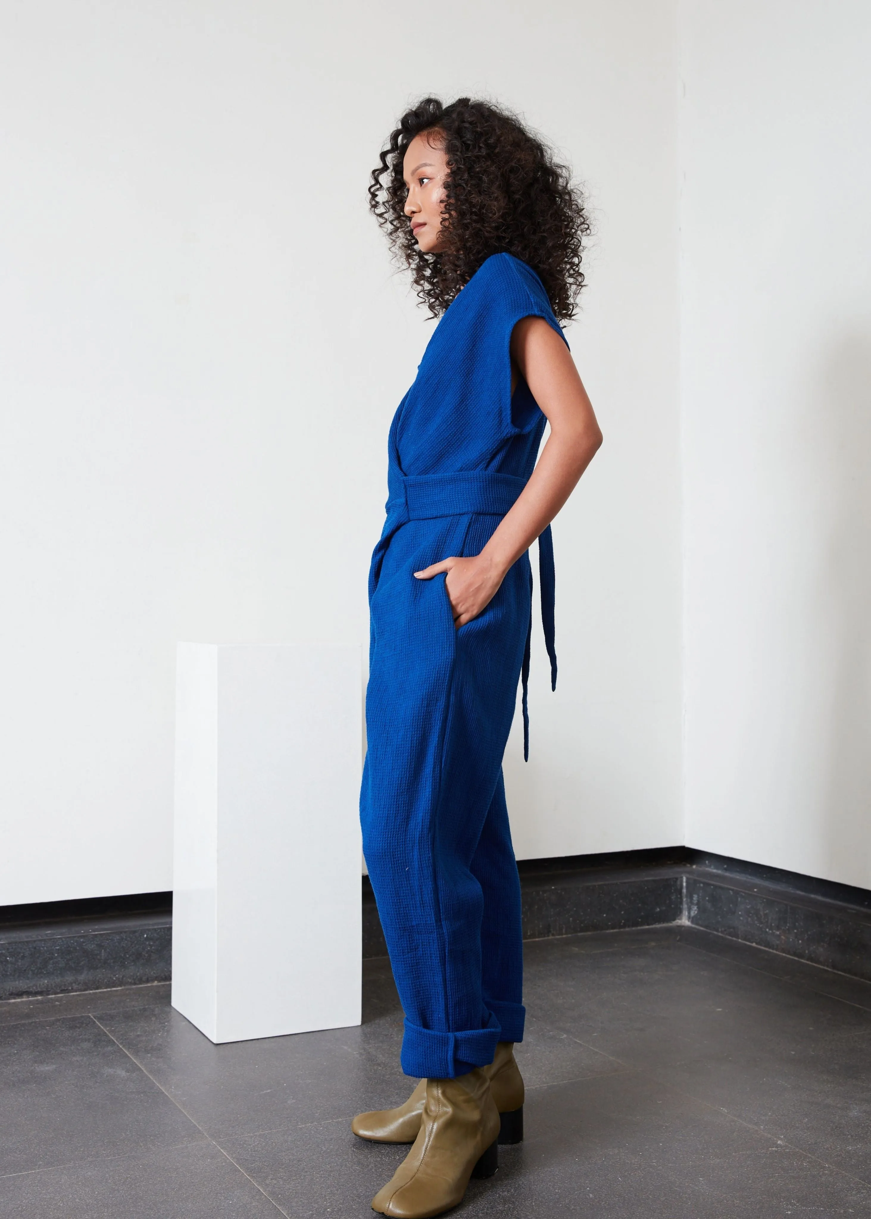 Venus wrap jumpsuit, blue