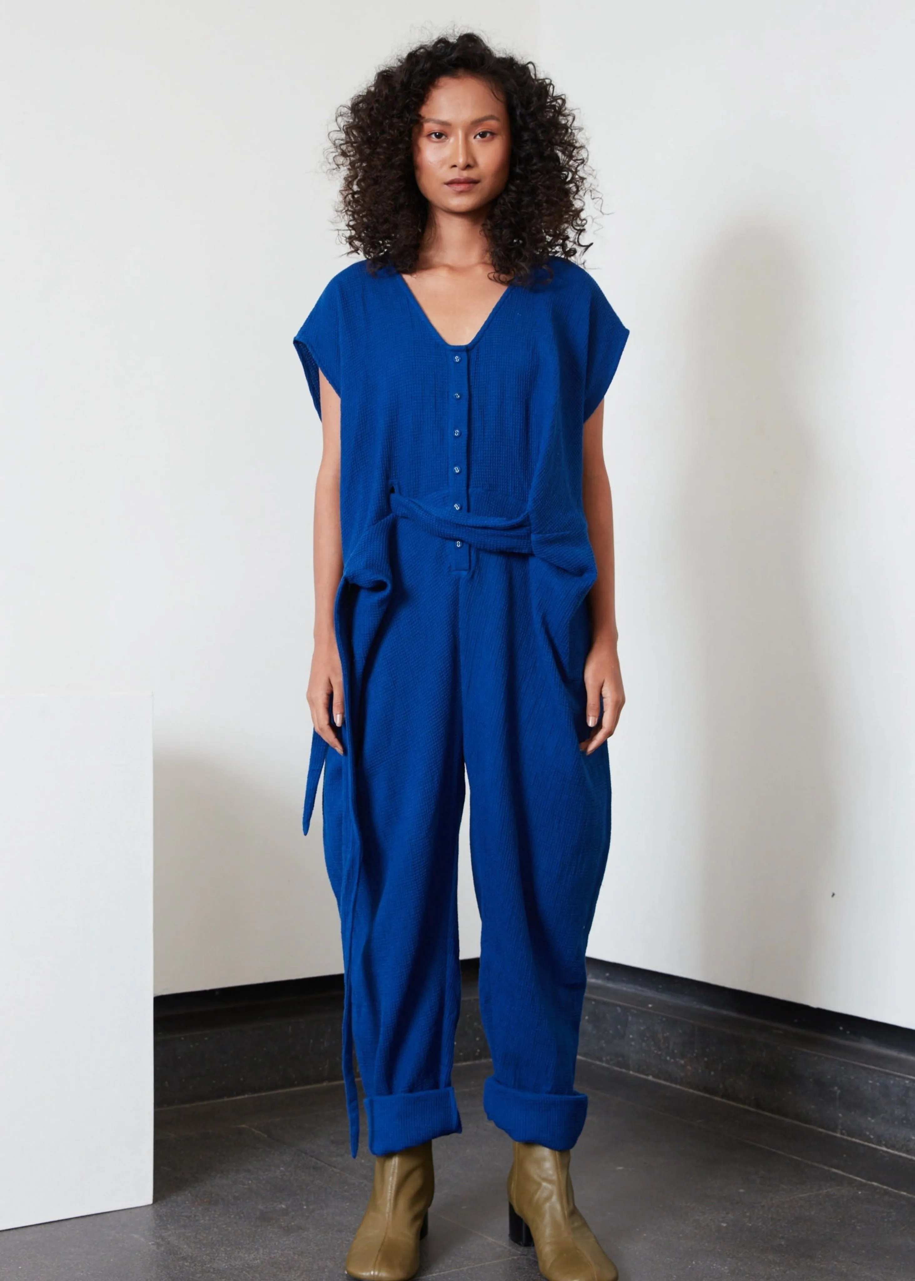 Venus wrap jumpsuit, blue