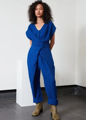 Venus wrap jumpsuit, blue