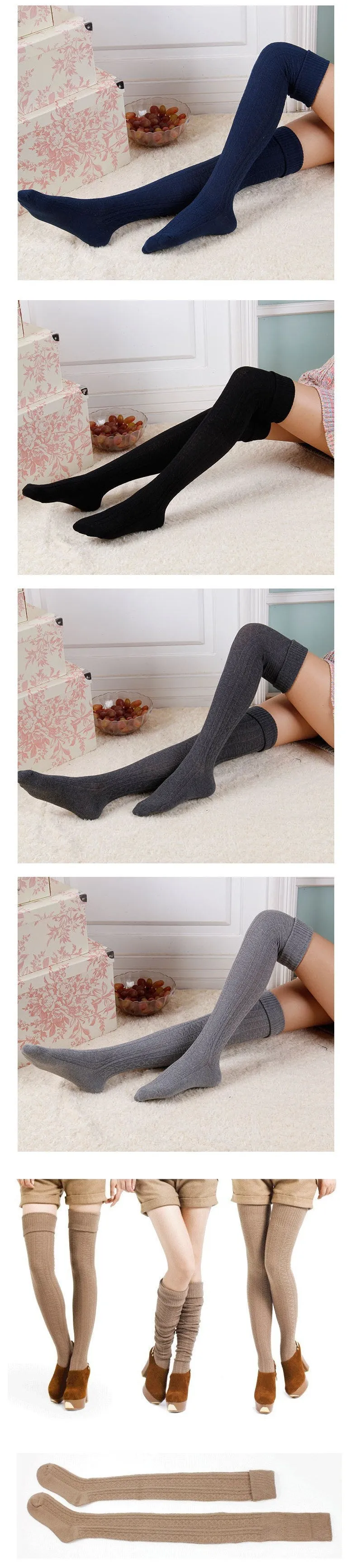 VenusFox High Quality Warm Cotton Thigh High Over The Knee Socks For Women